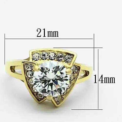 TK1412 - IP Gold(Ion Plating) Stainless Steel Ring with AAA Grade CZ in Clear - Alamode - Flyclothing LLC