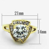 TK1412 - IP Gold(Ion Plating) Stainless Steel Ring with AAA Grade CZ in Clear - Alamode - Flyclothing LLC