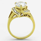 TK1412 - IP Gold(Ion Plating) Stainless Steel Ring with AAA Grade CZ in Clear - Alamode - Flyclothing LLC