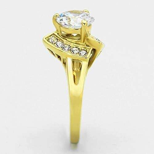 TK1412 - IP Gold(Ion Plating) Stainless Steel Ring with AAA Grade CZ in Clear - Alamode - Flyclothing LLC