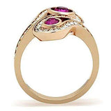TK1413 - IP Rose Gold(Ion Plating) Stainless Steel Ring with Top Grade Crystal in Fuchsia - Alamode - Flyclothing LLC