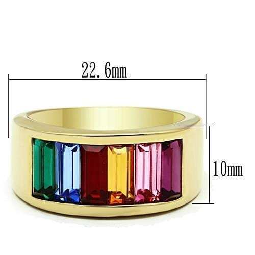 TK1415 - IP Gold(Ion Plating) Stainless Steel Ring with Top Grade Crystal in Multi Color - Alamode - Flyclothing LLC