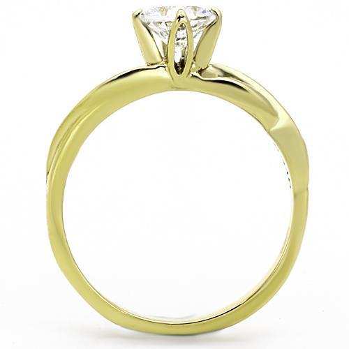 TK1416 - IP Gold(Ion Plating) Stainless Steel Ring with AAA Grade CZ in Clear - Alamode - Flyclothing LLC
