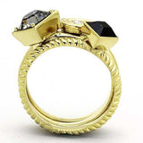 TK1417 - IP Gold(Ion Plating) Stainless Steel Ring with Top Grade Crystal in Jet - Alamode - Flyclothing LLC
