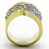 TK1420 - IP Gold(Ion Plating) Stainless Steel Ring with Top Grade Crystal in Multi Color - Alamode - Flyclothing LLC