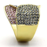 TK1420 - IP Gold(Ion Plating) Stainless Steel Ring with Top Grade Crystal in Multi Color - Alamode - Flyclothing LLC