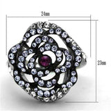 TK1422 - Two-Tone IP Black Stainless Steel Ring with Top Grade Crystal in Amethyst - Alamode - Flyclothing LLC