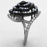TK1422 - Two-Tone IP Black Stainless Steel Ring with Top Grade Crystal in Amethyst - Alamode - Flyclothing LLC