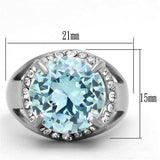 TK1423 - High polished (no plating) Stainless Steel Ring with AAA Grade CZ in Sea Blue - Alamode - Flyclothing LLC