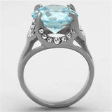 TK1423 - High polished (no plating) Stainless Steel Ring with AAA Grade CZ in Sea Blue - Alamode - Flyclothing LLC
