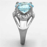 TK1423 - High polished (no plating) Stainless Steel Ring with AAA Grade CZ in Sea Blue - Alamode - Flyclothing LLC