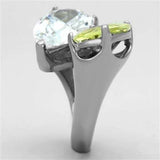 TK1424 - High polished (no plating) Stainless Steel Ring with AAA Grade CZ in Apple Green color - Alamode - Flyclothing LLC