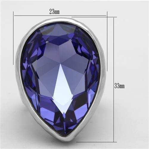 TK1426 - High polished (no plating) Stainless Steel Ring with Top Grade Crystal in Tanzanite - Alamode - Flyclothing LLC
