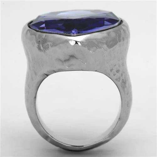 TK1426 - High polished (no plating) Stainless Steel Ring with Top Grade Crystal in Tanzanite - Alamode - Flyclothing LLC