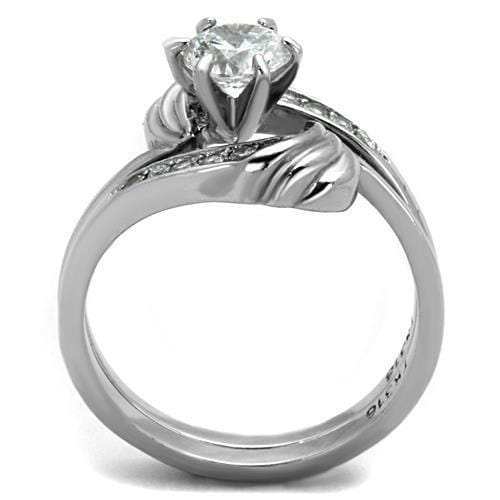 TK1429 - High polished (no plating) Stainless Steel Ring with AAA Grade CZ in Clear - Alamode - Flyclothing LLC