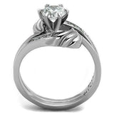 TK1429 - High polished (no plating) Stainless Steel Ring with AAA Grade CZ in Clear - Alamode - Flyclothing LLC