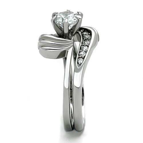 TK1429 - High polished (no plating) Stainless Steel Ring with AAA Grade CZ in Clear - Alamode - Flyclothing LLC