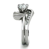 TK1429 - High polished (no plating) Stainless Steel Ring with AAA Grade CZ in Clear - Alamode - Flyclothing LLC