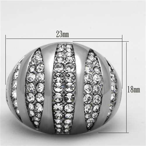 TK1430 - High polished (no plating) Stainless Steel Ring with Top Grade Crystal in Clear - Alamode - Flyclothing LLC