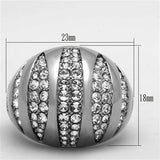 TK1430 - High polished (no plating) Stainless Steel Ring with Top Grade Crystal in Clear - Alamode - Flyclothing LLC