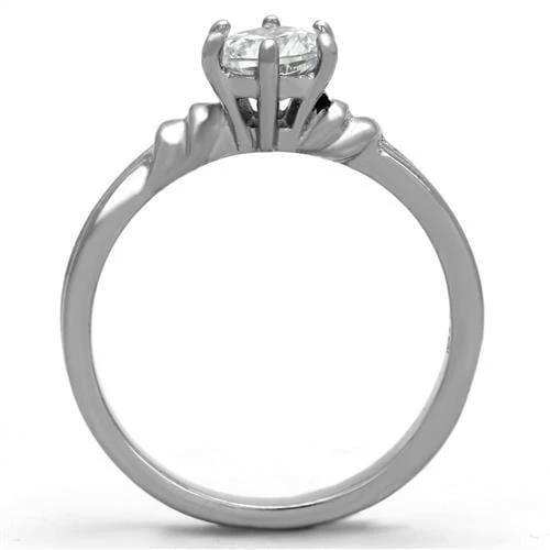 TK1431 - High polished (no plating) Stainless Steel Ring with AAA Grade CZ in Clear - Alamode - Flyclothing LLC