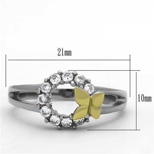 TK1434 - Two-Tone IP Gold (Ion Plating) Stainless Steel Ring with AAA Grade CZ in Clear - Alamode - Flyclothing LLC