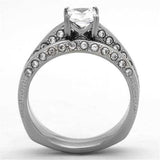 TK1435 - High polished (no plating) Stainless Steel Ring with AAA Grade CZ in Clear - Alamode - Flyclothing LLC