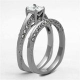 TK1435 - High polished (no plating) Stainless Steel Ring with AAA Grade CZ in Clear - Alamode - Flyclothing LLC