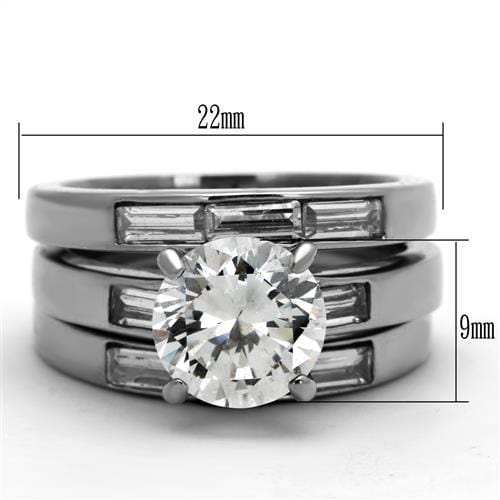TK1436 - High polished (no plating) Stainless Steel Ring with AAA Grade CZ in Clear - Alamode - Flyclothing LLC