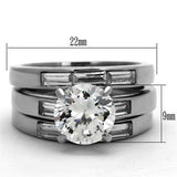 TK1436 - High polished (no plating) Stainless Steel Ring with AAA Grade CZ in Clear - Alamode - Flyclothing LLC