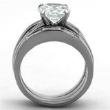 TK1436 - High polished (no plating) Stainless Steel Ring with AAA Grade CZ in Clear - Alamode - Flyclothing LLC
