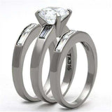 TK1436 - High polished (no plating) Stainless Steel Ring with AAA Grade CZ in Clear - Alamode - Flyclothing LLC