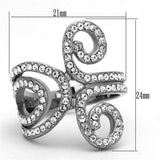 TK1437 - High polished (no plating) Stainless Steel Ring with Top Grade Crystal in Clear - Alamode - Flyclothing LLC