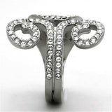 TK1437 - High polished (no plating) Stainless Steel Ring with Top Grade Crystal in Clear - Alamode - Flyclothing LLC