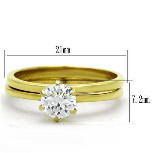 TK1439 - IP Gold(Ion Plating) Stainless Steel Ring with AAA Grade CZ in Clear - Alamode - Flyclothing LLC