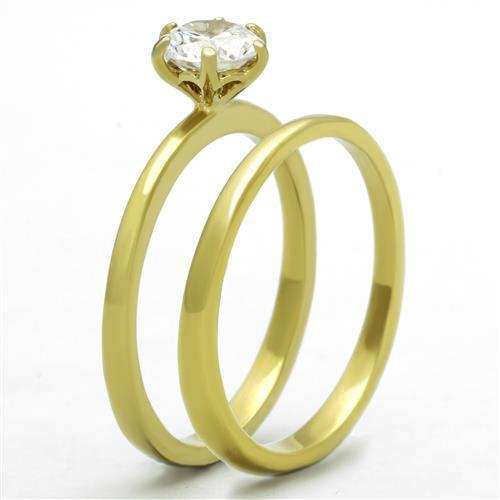 TK1439 - IP Gold(Ion Plating) Stainless Steel Ring with AAA Grade CZ in Clear - Alamode - Flyclothing LLC