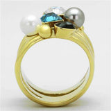 TK1440 - IP Gold(Ion Plating) Stainless Steel Ring with Synthetic Pearl in Multi Color - Alamode - Flyclothing LLC