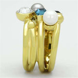 TK1440 - IP Gold(Ion Plating) Stainless Steel Ring with Synthetic Pearl in Multi Color - Alamode - Flyclothing LLC