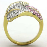 TK1441 - Two-Tone IP Gold (Ion Plating) Stainless Steel Ring with Top Grade Crystal in Multi Color - Alamode - Flyclothing LLC