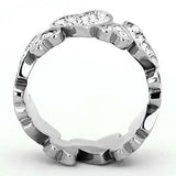 TK1443 - High polished (no plating) Stainless Steel Ring with Top Grade Crystal in Clear - Alamode - Flyclothing LLC