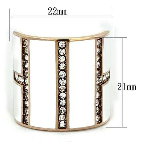 TK1444 - IP Rose Gold(Ion Plating) Stainless Steel Ring with Top Grade Crystal in Clear - Alamode - Flyclothing LLC