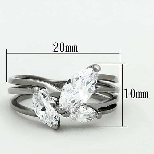 TK1445 - High polished (no plating) Stainless Steel Ring with AAA Grade CZ in Clear - Alamode - Flyclothing LLC