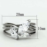 TK1445 - High polished (no plating) Stainless Steel Ring with AAA Grade CZ in Clear - Alamode - Flyclothing LLC
