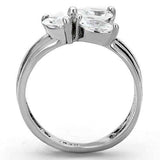 TK1445 - High polished (no plating) Stainless Steel Ring with AAA Grade CZ in Clear - Alamode - Flyclothing LLC