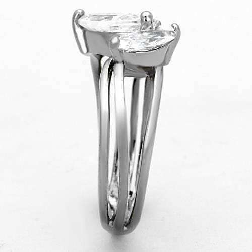 TK1445 - High polished (no plating) Stainless Steel Ring with AAA Grade CZ in Clear - Alamode - Flyclothing LLC