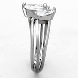 TK1445 - High polished (no plating) Stainless Steel Ring with AAA Grade CZ in Clear - Alamode - Flyclothing LLC