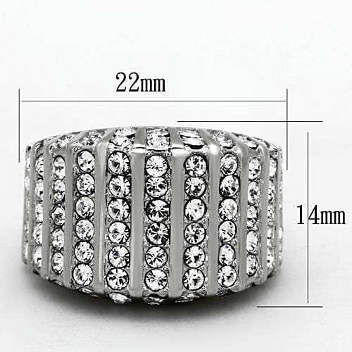 TK1447 - High polished (no plating) Stainless Steel Ring with Top Grade Crystal in Clear - Alamode - Flyclothing LLC