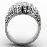 TK1447 - High polished (no plating) Stainless Steel Ring with Top Grade Crystal in Clear - Alamode - Flyclothing LLC