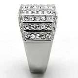 TK1447 - High polished (no plating) Stainless Steel Ring with Top Grade Crystal in Clear - Alamode - Flyclothing LLC