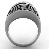 TK1448 - High polished (no plating) Stainless Steel Ring with Epoxy in Jet - Alamode - Flyclothing LLC